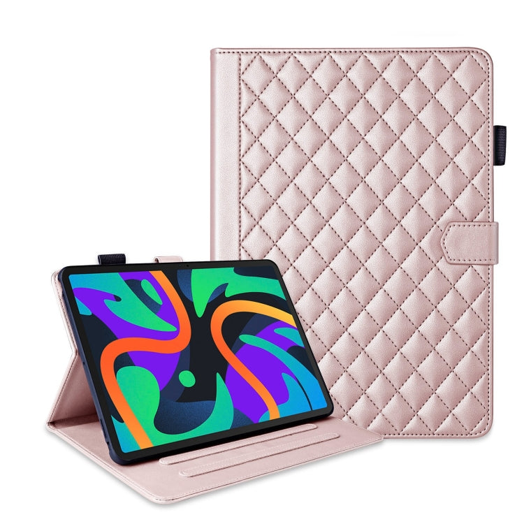 For Lenovo Tab M11 / Xiaoxin Pad 11 2024 Rhombus Lattice Leather Tablet Case(Rose Gold) - free shipping - PMC Jewellery - Order now!