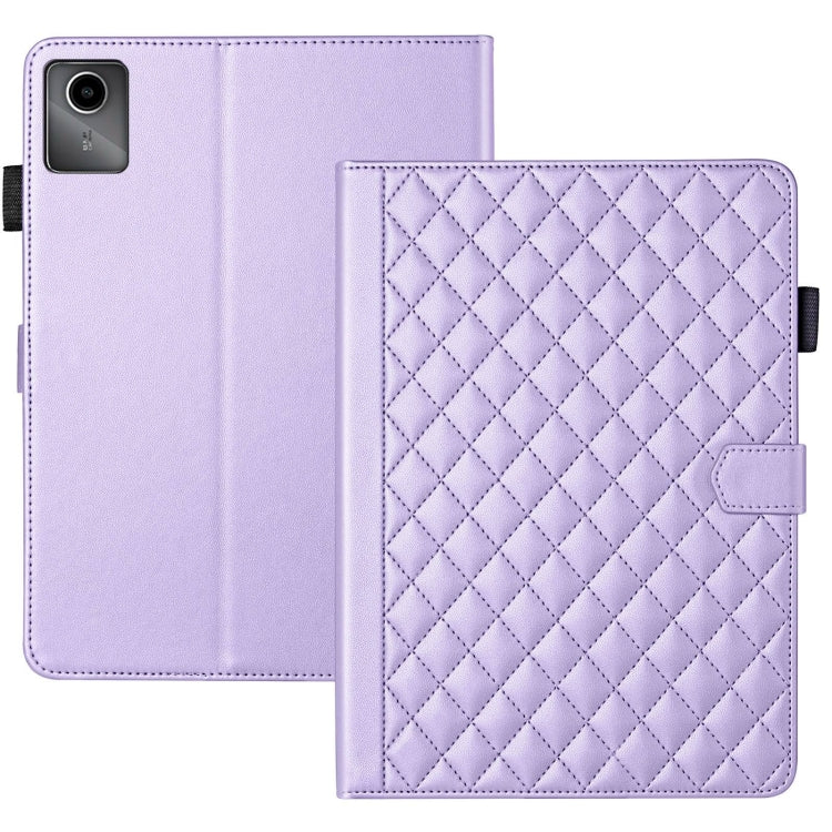 For Lenovo Tab M11 / Xiaoxin Pad 11 2024 Rhombus Lattice Leather Tablet Case(Purple) - Lenovo by PMC Jewellery | Online Shopping South Africa | PMC Jewellery | Buy Now Pay Later Mobicred