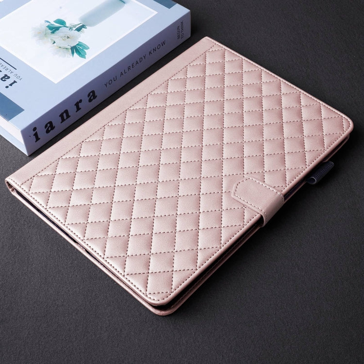 For Lenovo Xiaoxin Pad Pro 12.7 2023 Rhombus Lattice Leather Tablet Case(Rose Gold) - Lenovo by PMC TechLife | Online Shopping South Africa | PMC TechLife | Buy Now Pay Later Mobicred