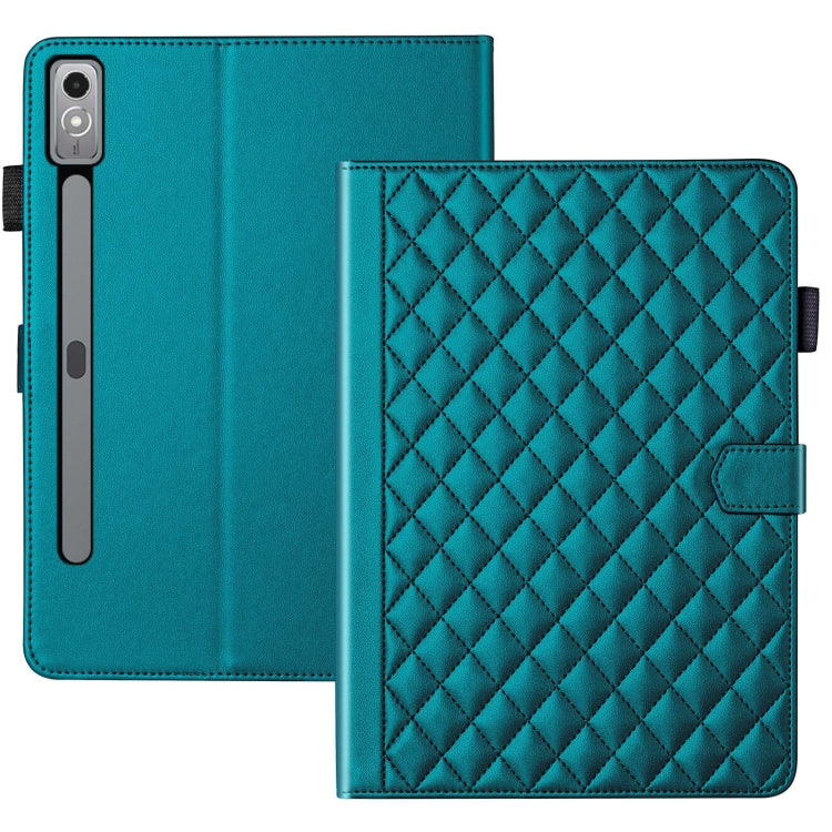 For Lenovo Xiaoxin Pad Pro 12.7 2023 Rhombus Lattice Leather Tablet Case(Dark Green) - Lenovo by PMC TechLife | Online Shopping South Africa | PMC TechLife | Buy Now Pay Later Mobicred