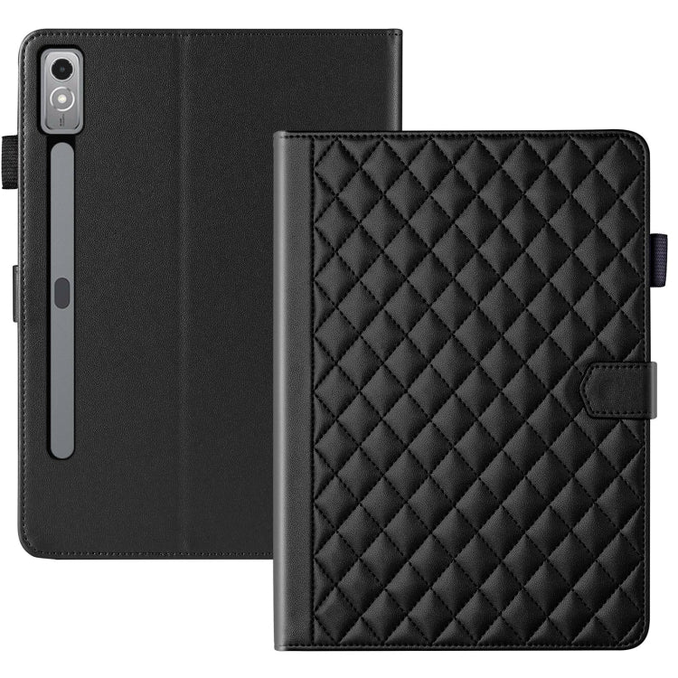 For Lenovo Xiaoxin Pad Pro 11.5 2023 Rhombus Lattice Leather Tablet Case(Black) - Lenovo by PMC TechLife | Online Shopping South Africa | PMC TechLife | Buy Now Pay Later Mobicred