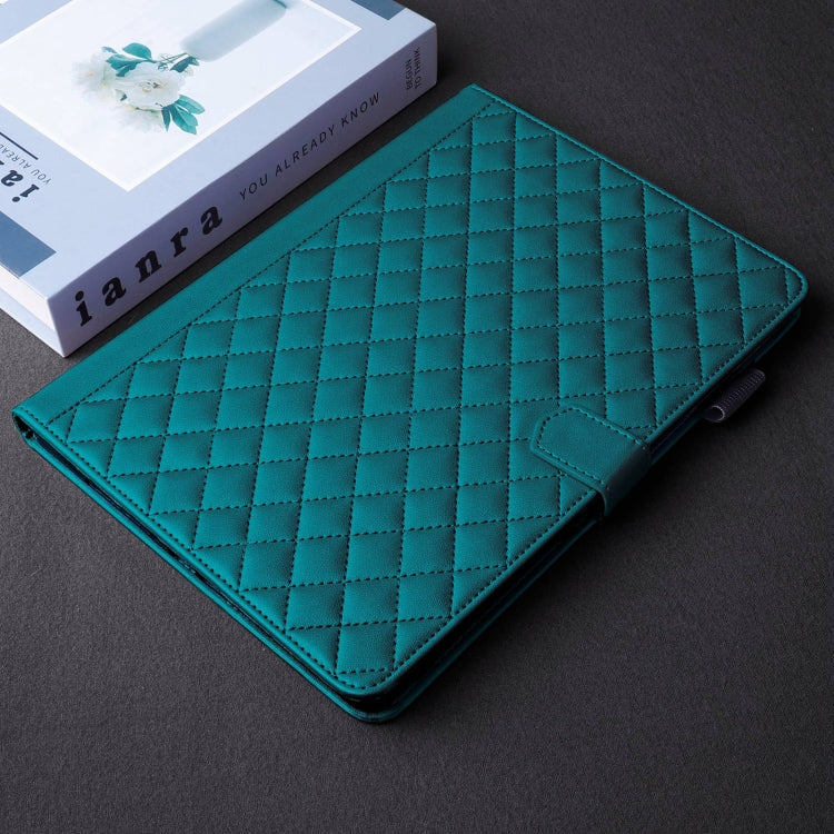 For Lenovo Tab P11 Gen 2 Rhombus Lattice Leather Tablet Case(Dark Green) - Lenovo by PMC TechLife | Online Shopping South Africa | PMC TechLife | Buy Now Pay Later Mobicred