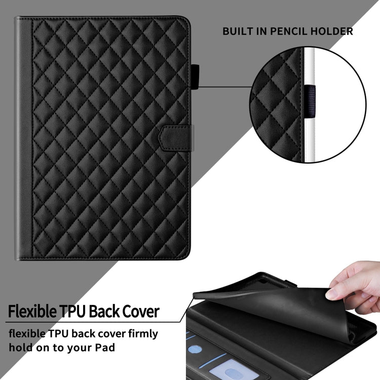 For Lenovo Tab P11 Gen 2 Rhombus Lattice Leather Tablet Case(Black) - Lenovo by PMC TechLife | Online Shopping South Africa | PMC TechLife | Buy Now Pay Later Mobicred