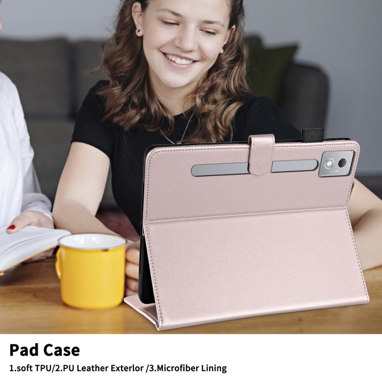 For Lenovo Xiaoxin Pad Pro 12.7 2025 Rhombus Lattice Leather Tablet Case(Rose Gold) - Lenovo by PMC TechLife | Online Shopping South Africa | PMC TechLife | Buy Now Pay Later Mobicred