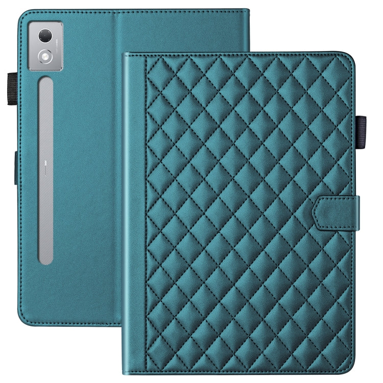 For Lenovo Xiaoxin Pad Pro 12.7 2025 Rhombus Lattice Leather Tablet Case(Dark Green) - Lenovo by PMC TechLife | Online Shopping South Africa | PMC TechLife | Buy Now Pay Later Mobicred