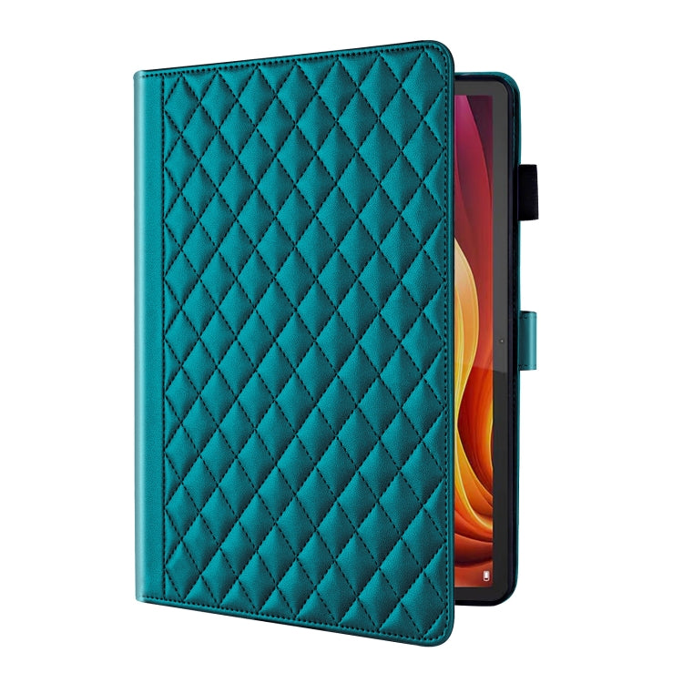 For Lenovo Xiaoxin Pad Pro 12.7 2025 Rhombus Lattice Leather Tablet Case(Dark Green) - Lenovo by PMC TechLife | Online Shopping South Africa | PMC TechLife | Buy Now Pay Later Mobicred