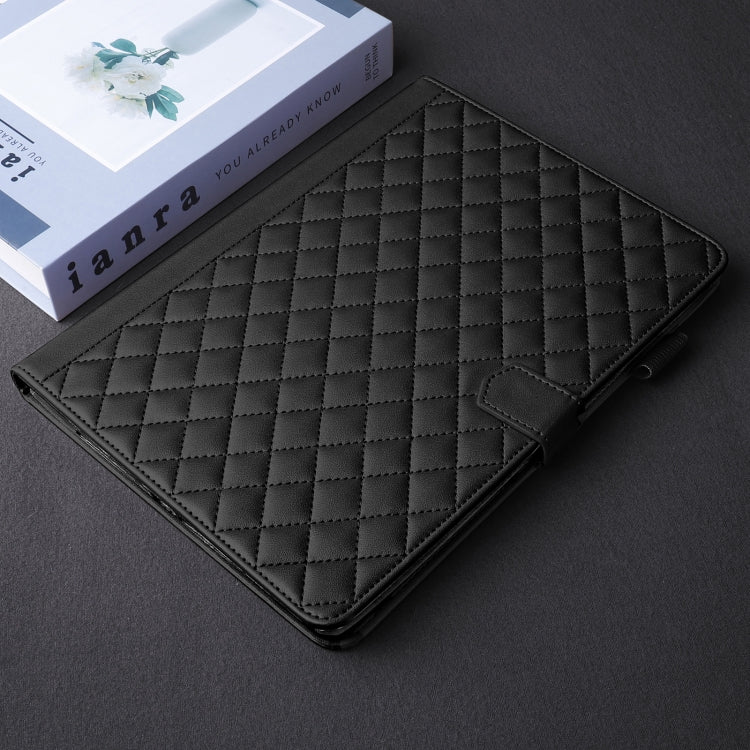 For Lenovo Xiaoxin Pad Pro 12.7 2025 Rhombus Lattice Leather Tablet Case(Black) - Lenovo by PMC TechLife | Online Shopping South Africa | PMC TechLife | Buy Now Pay Later Mobicred