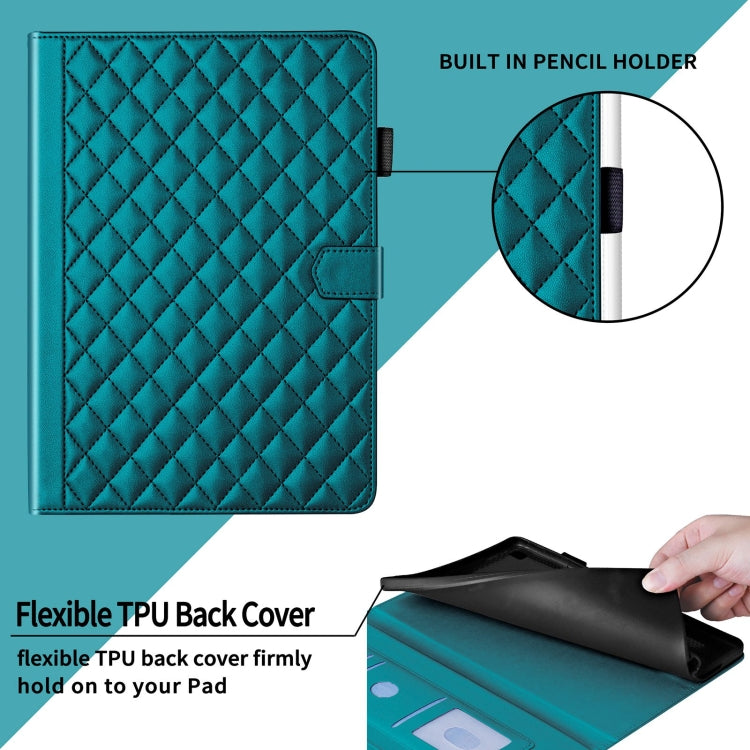 For Honor Pad X9 / X8 Pro Rhombus Lattice Leather Tablet Case(Dark Green) - Honor by PMC TechLife | Online Shopping South Africa | PMC TechLife | Buy Now Pay Later Mobicred