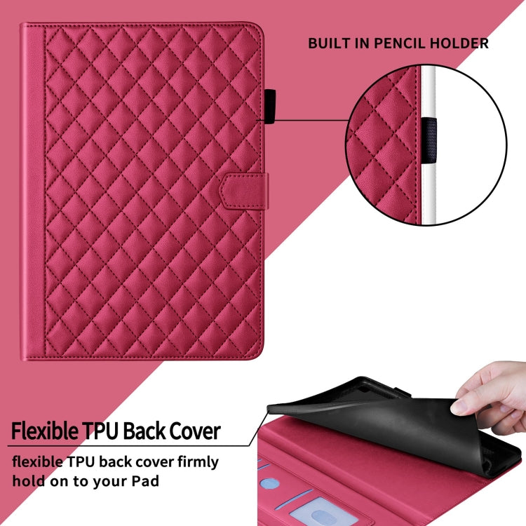For Amazon Kindle Fire HD10 2023 Rhombus Lattice Leather Tablet Case(Red) - Amazon by PMC TechLife | Online Shopping South Africa | PMC TechLife | Buy Now Pay Later Mobicred
