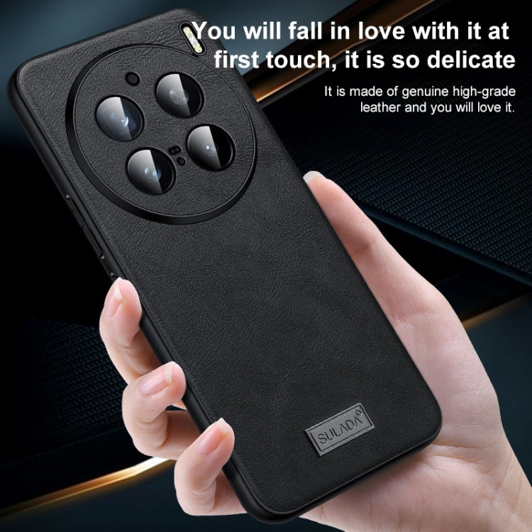 For vivo X100s Pro / X100 Pro SULADA Shockproof TPU + Handmade Leather Phone Case(Black) - vivo Cases by SULADA | Online Shopping South Africa | PMC Jewellery | Buy Now Pay Later Mobicred