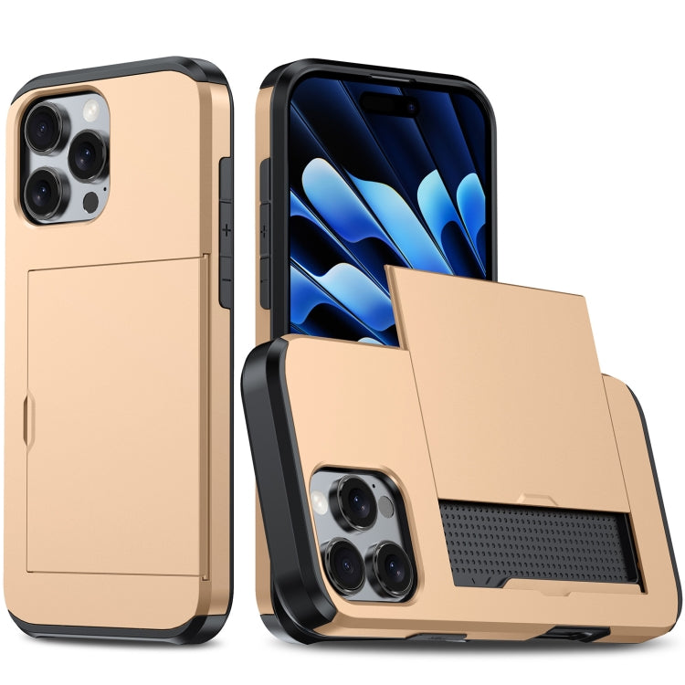 For iPhone 16 Pro Shockproof Armor Phone Case with Card Slot(Gold) - iPhone 16 Pro Cases by PMC TechLife | Online Shopping South Africa | PMC TechLife | Buy Now Pay Later Mobicred