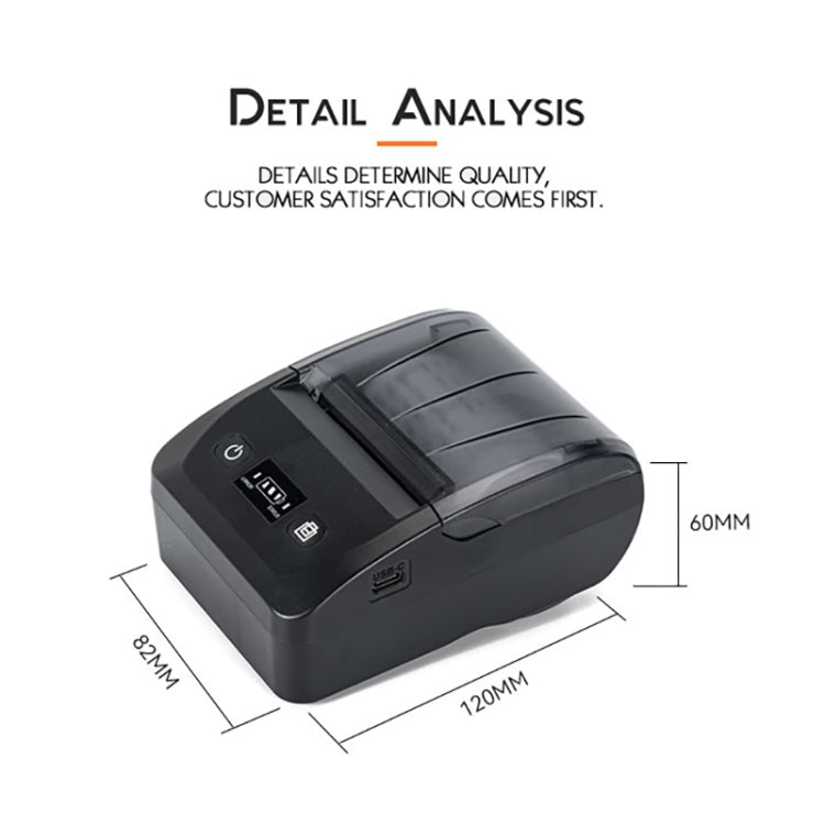 BT-581 58mm USB-C/Type-C + Bluetooth Portable Thermal Printer(EU Plug) - Printer by PMC TechLife | Online Shopping South Africa | PMC TechLife | Buy Now Pay Later Mobicred