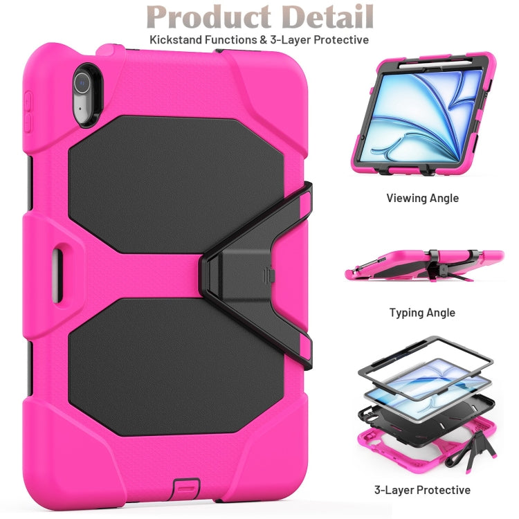 For iPad Air 11 2025 / 2024 Colorful Silicone Heavy Duty Hybrid PC Tablet Case(Rose Red) - iPad Air 11 2025 / 2024 Cases by PMC TechLife | Online Shopping South Africa | PMC TechLife | Buy Now Pay Later Mobicred