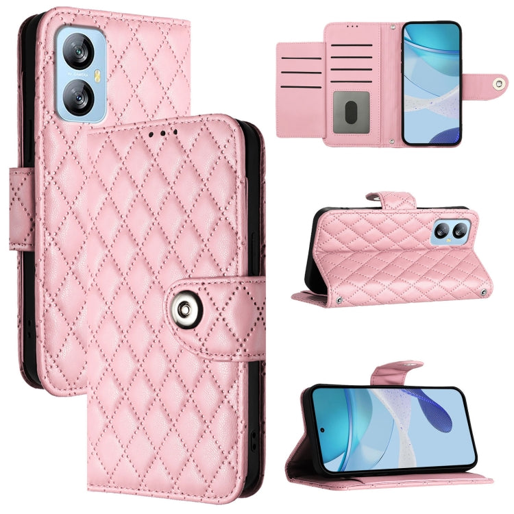 For Blackview A52 Rhombic Texture Flip Leather Phone Case with Lanyard(Pink) - More Brand by PMC TechLife | Online Shopping South Africa | PMC TechLife | Buy Now Pay Later Mobicred