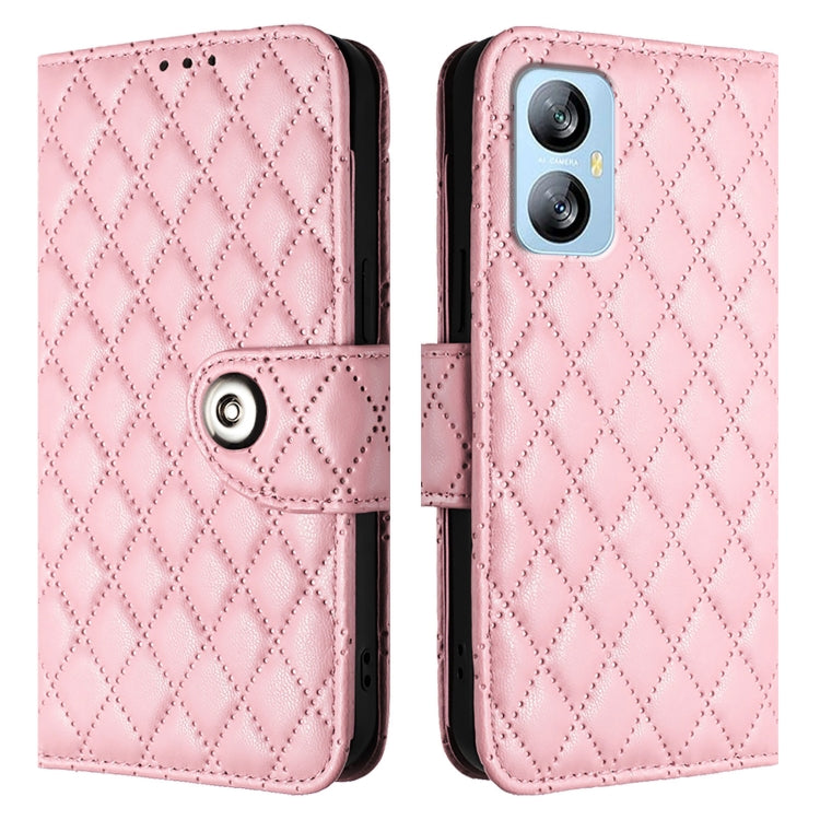 For Blackview A52 Rhombic Texture Flip Leather Phone Case with Lanyard(Pink) - More Brand by PMC TechLife | Online Shopping South Africa | PMC TechLife | Buy Now Pay Later Mobicred