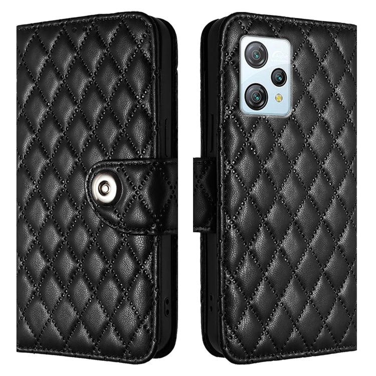 For Blackview A53 Rhombic Texture Flip Leather Phone Case with Lanyard(Black) - More Brand by PMC TechLife | Online Shopping South Africa | PMC TechLife | Buy Now Pay Later Mobicred