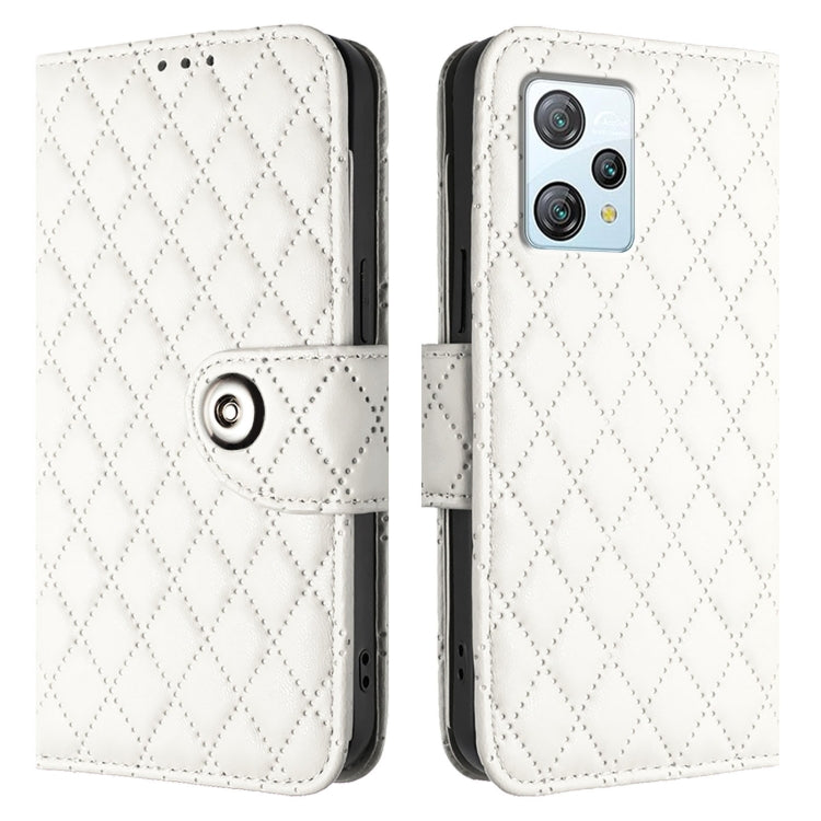 For Blackview A53 Rhombic Texture Flip Leather Phone Case with Lanyard(White) - More Brand by PMC TechLife | Online Shopping South Africa | PMC TechLife | Buy Now Pay Later Mobicred