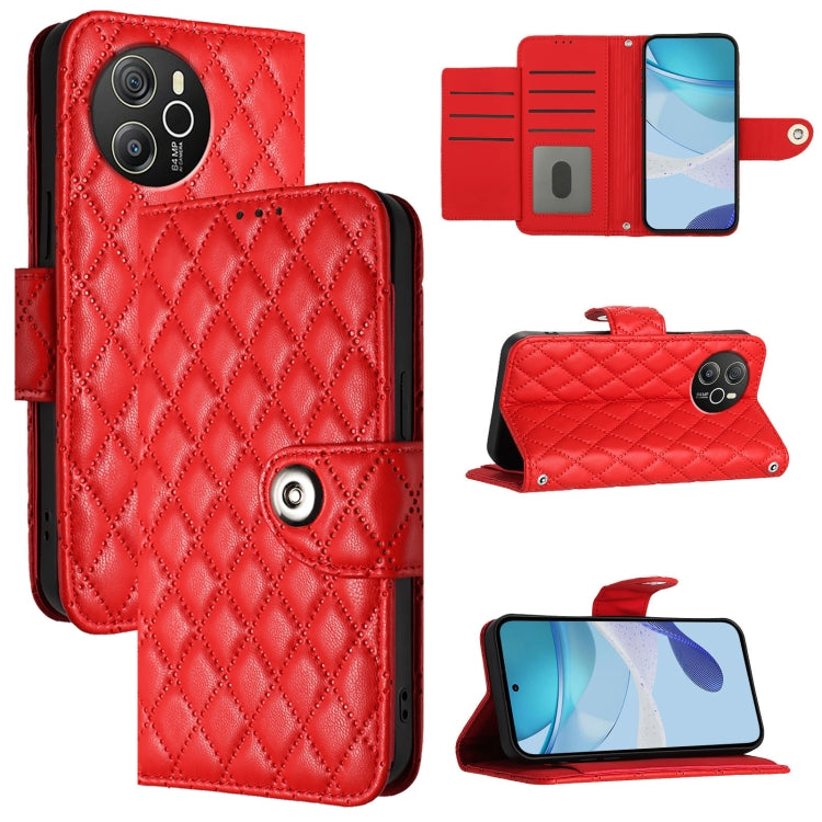 For Blackview Shark 8 Rhombic Texture Flip Leather Phone Case with Lanyard(Red) - More Brand by PMC TechLife | Online Shopping South Africa | PMC TechLife | Buy Now Pay Later Mobicred