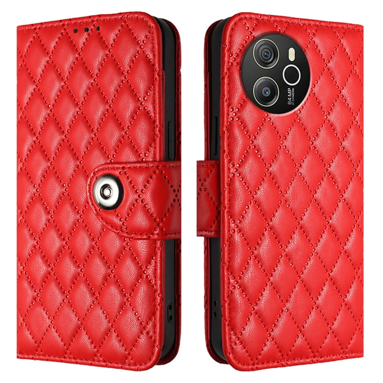 For Blackview Shark 8 Rhombic Texture Flip Leather Phone Case with Lanyard(Red) - More Brand by PMC TechLife | Online Shopping South Africa | PMC TechLife | Buy Now Pay Later Mobicred