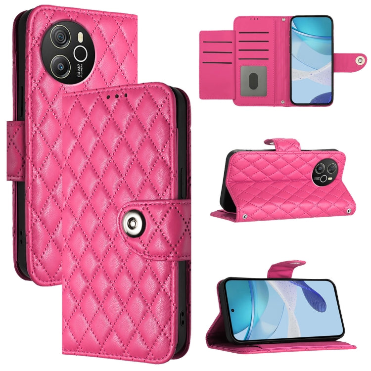 For Blackview Shark 8 Rhombic Texture Flip Leather Phone Case with Lanyard(Rose Red) - More Brand by PMC TechLife | Online Shopping South Africa | PMC TechLife | Buy Now Pay Later Mobicred