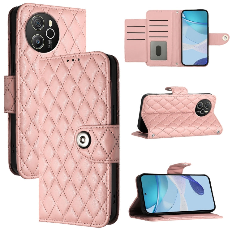 For Blackview Shark 8 Rhombic Texture Flip Leather Phone Case with Lanyard(Coral Pink) - More Brand by PMC TechLife | Online Shopping South Africa | PMC TechLife | Buy Now Pay Later Mobicred