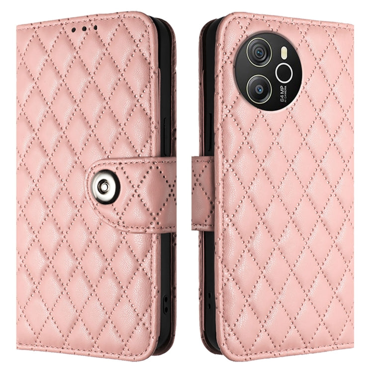 For Blackview Shark 8 Rhombic Texture Flip Leather Phone Case with Lanyard(Coral Pink) - More Brand by PMC TechLife | Online Shopping South Africa | PMC TechLife | Buy Now Pay Later Mobicred