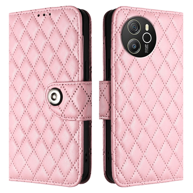 For Blackview Shark 8 Rhombic Texture Flip Leather Phone Case with Lanyard(Pink) - More Brand by PMC TechLife | Online Shopping South Africa | PMC TechLife | Buy Now Pay Later Mobicred