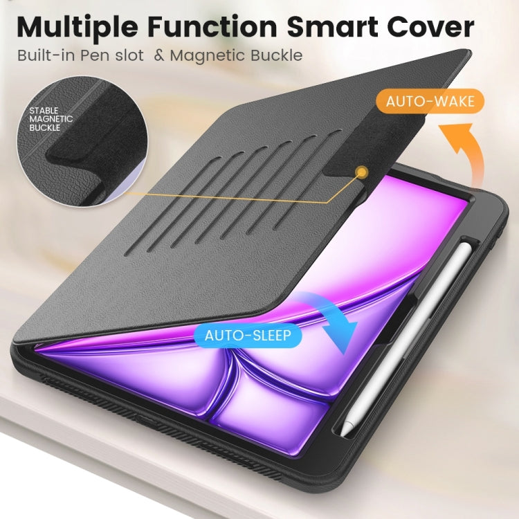 For iPad Air 11 2024 Smart B Magnetic Holder Leather Tablet Case(Black) - iPad Air 11 2024 Cases by PMC TechLife | Online Shopping South Africa | PMC TechLife | Buy Now Pay Later Mobicred