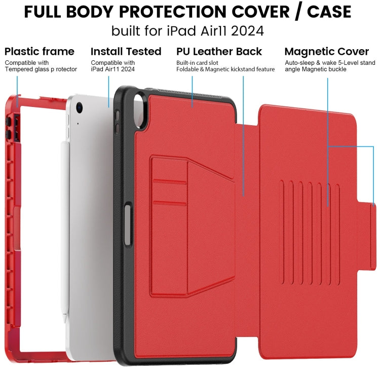 For iPad Air 11 2025 / 2024 Smart B Magnetic Holder Leather Tablet Case(Red) - iPad Air 11 2025 / 2024 Cases by PMC TechLife | Online Shopping South Africa | PMC TechLife | Buy Now Pay Later Mobicred