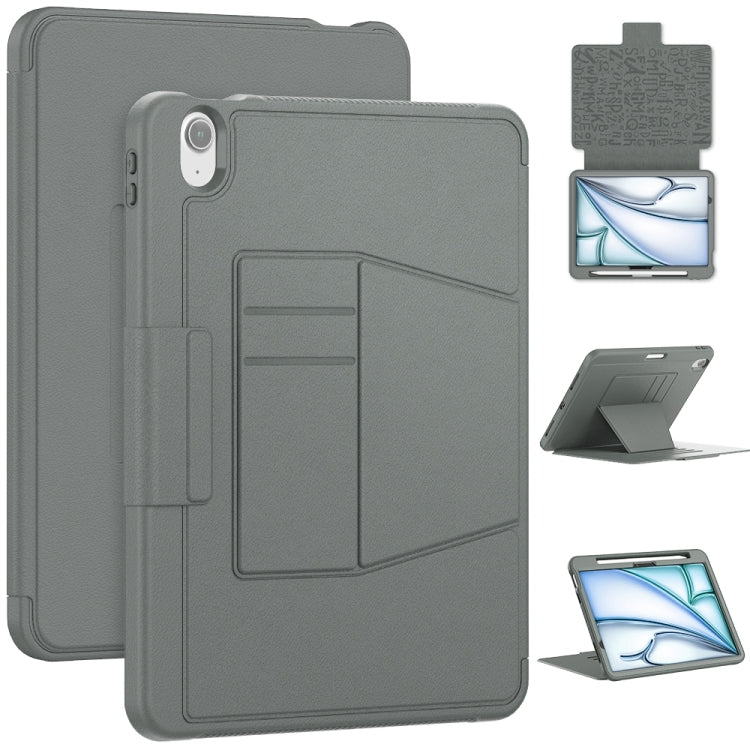 For iPad Air 11 2024 Smart B Magnetic Holder Leather Tablet Case(Grey) - iPad Air 11 2024 Cases by PMC TechLife | Online Shopping South Africa | PMC TechLife | Buy Now Pay Later Mobicred