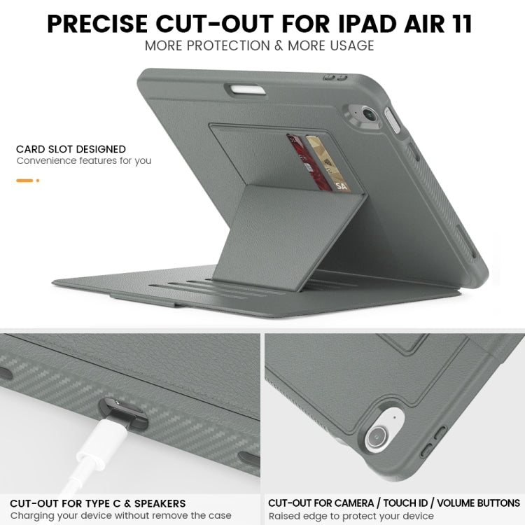 For iPad Air 11 2024 Smart B Magnetic Holder Leather Tablet Case(Grey) - iPad Air 11 2024 Cases by PMC TechLife | Online Shopping South Africa | PMC TechLife | Buy Now Pay Later Mobicred
