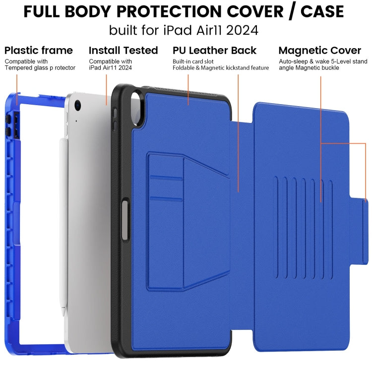 For iPad Air 11 2025 / 2024 Smart B Magnetic Holder Leather Tablet Case(Blue) - iPad Air 11 2025 / 2024 Cases by PMC TechLife | Online Shopping South Africa | PMC TechLife | Buy Now Pay Later Mobicred