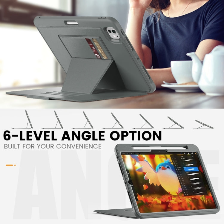 For iPad Pro 11 2024 Smart B Magnetic Holder Leather Tablet Case(Grey) - iPad Pro 11 2024 Cases by PMC TechLife | Online Shopping South Africa | PMC TechLife | Buy Now Pay Later Mobicred