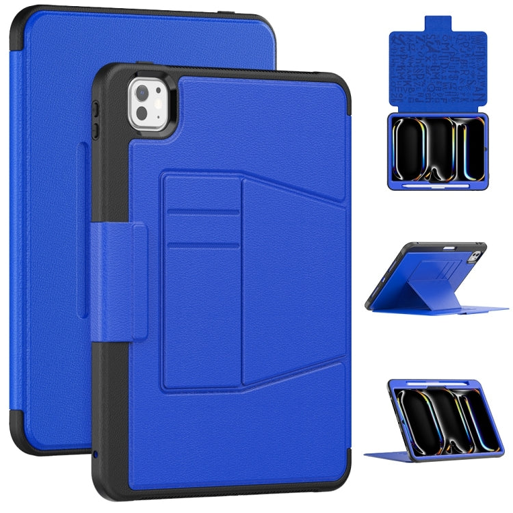 For iPad Pro 11 2024 Smart B Magnetic Holder Leather Tablet Case(Blue) - iPad Pro 11 2024 Cases by PMC TechLife | Online Shopping South Africa | PMC TechLife | Buy Now Pay Later Mobicred