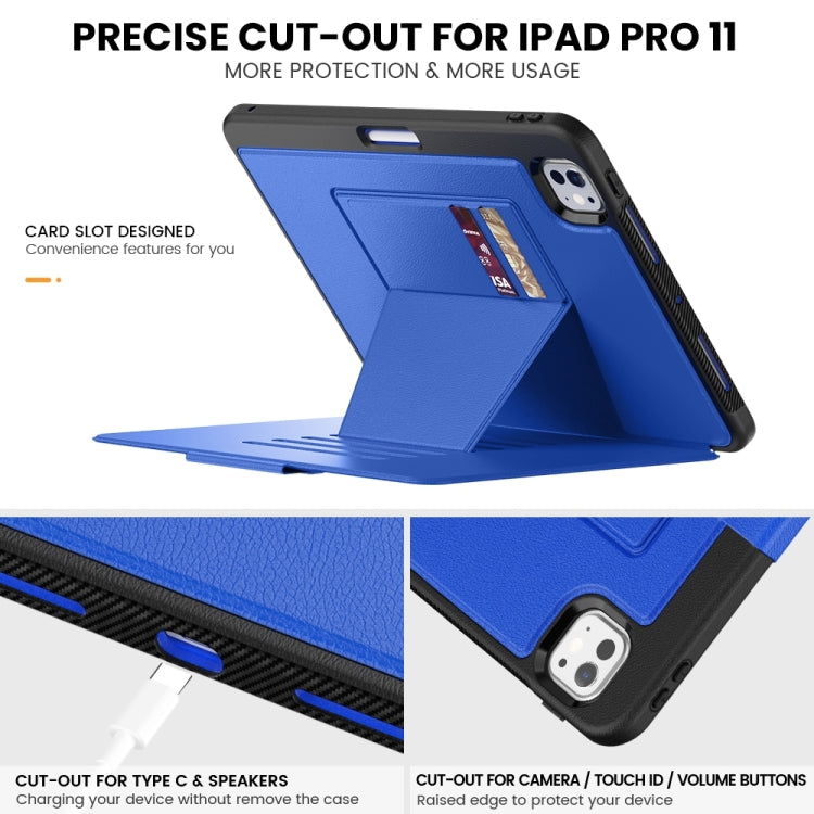 For iPad Pro 11 2024 Smart B Magnetic Holder Leather Tablet Case(Blue) - iPad Pro 11 2024 Cases by PMC TechLife | Online Shopping South Africa | PMC TechLife | Buy Now Pay Later Mobicred