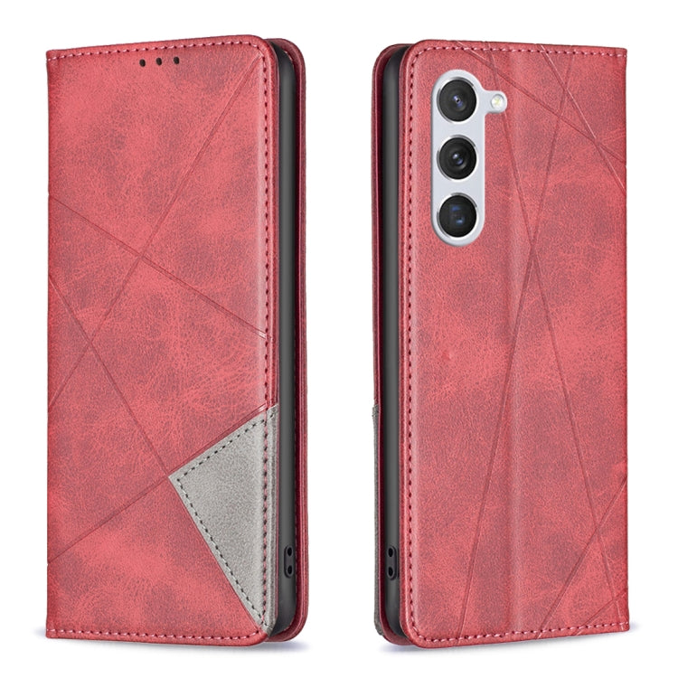 For Samsung Galaxy S25 5G Rhombus Texture Magnetic Leather Phone Case(Red) - Galaxy S25 5G Cases by PMC Jewellery | Online Shopping South Africa | PMC Jewellery | Buy Now Pay Later Mobicred