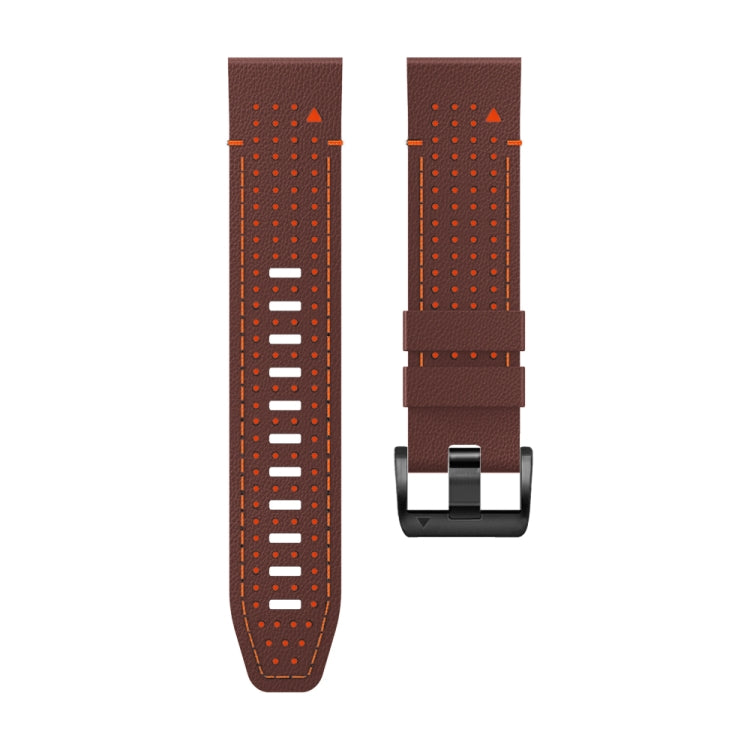 For Garmin Fenix 7 22mm Dot Hole Silicone Leather Quick Release Watch Band(Coffee Orange) - free shipping - PMc TechLife - Order now!