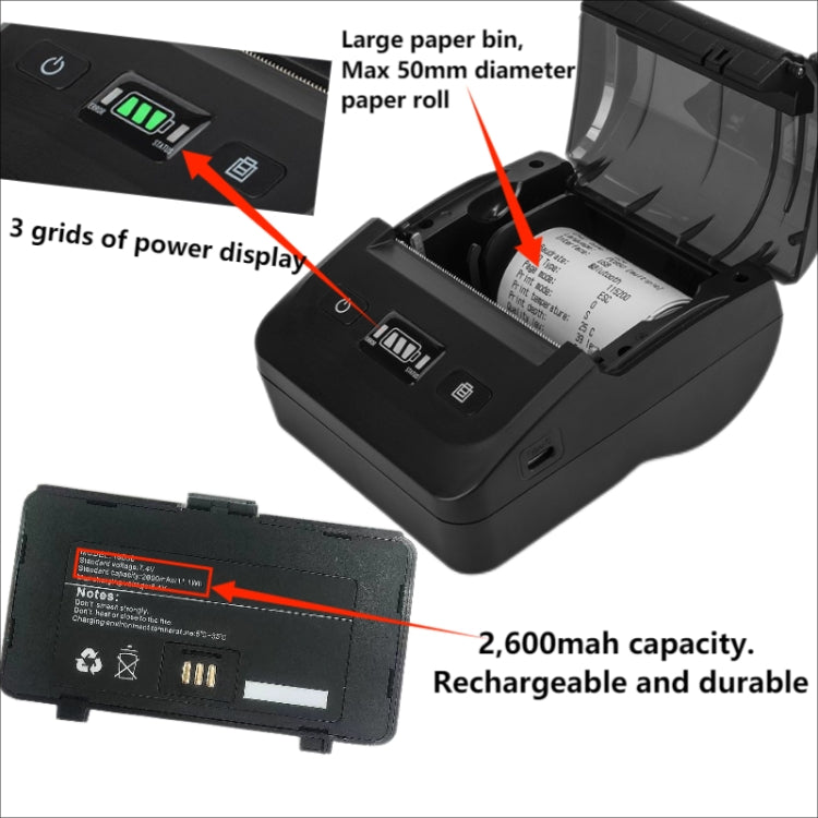 BT-802 80mm USB-C/Type-C + Bluetooth Portable Thermal Printer(EU Plug) - Printer by PMC TechLife | Online Shopping South Africa | PMC TechLife | Buy Now Pay Later Mobicred