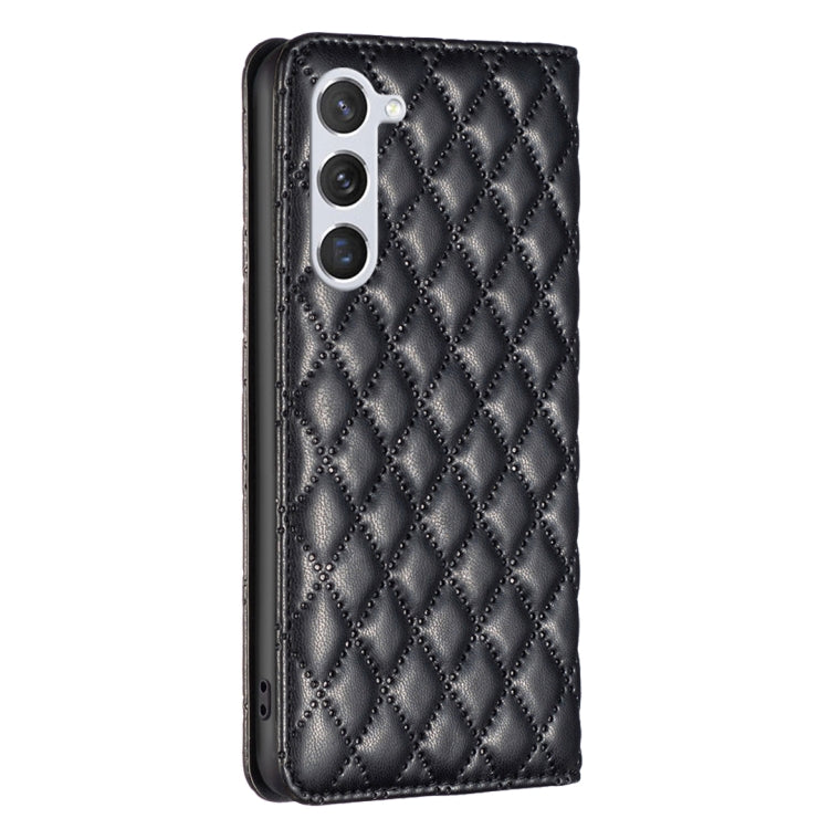 For Samsung Galaxy S25 5G Diamond Lattice Magnetic Leather Flip Phone Case(Black) - Galaxy S25 5G Cases by PMC Jewellery | Online Shopping South Africa | PMC Jewellery | Buy Now Pay Later Mobicred