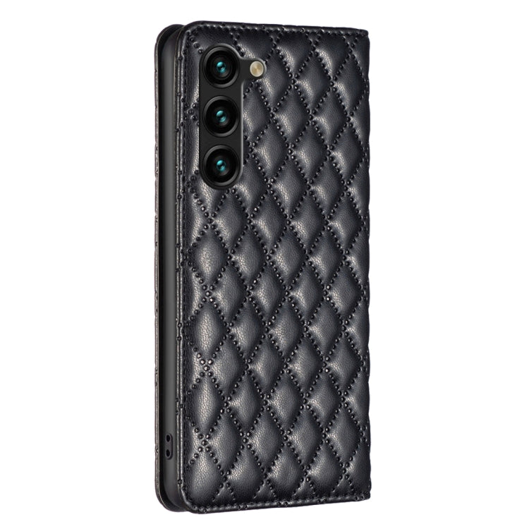 For Samsung Galaxy S25+ 5G Diamond Lattice Magnetic Leather Flip Phone Case(Black) - Galaxy S25+ 5G Cases by PMC Jewellery | Online Shopping South Africa | PMC Jewellery | Buy Now Pay Later Mobicred