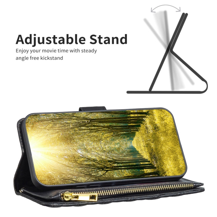 For Samsung Galaxy S24 FE 5G Diamond Lattice Zipper Wallet Leather Flip Phone Case(Black) - Galaxy S24 FE 5G Cases by PMC Jewellery | Online Shopping South Africa | PMC Jewellery | Buy Now Pay Later Mobicred