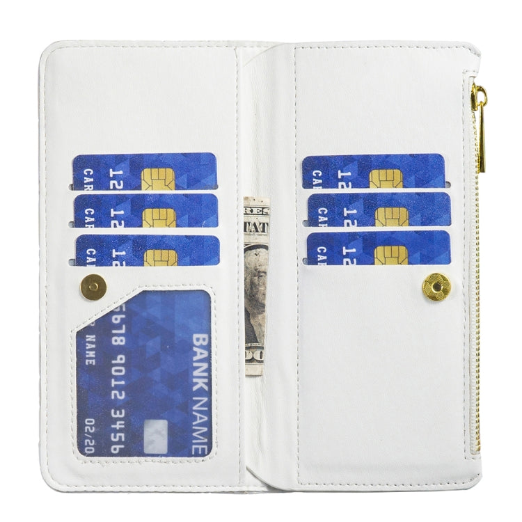 For Samsung Galaxy S25+ 5G Diamond Lattice Zipper Wallet Leather Flip Phone Case(White) - Galaxy S25+ 5G Cases by PMC TechLife | Online Shopping South Africa | PMC TechLife | Buy Now Pay Later Mobicred