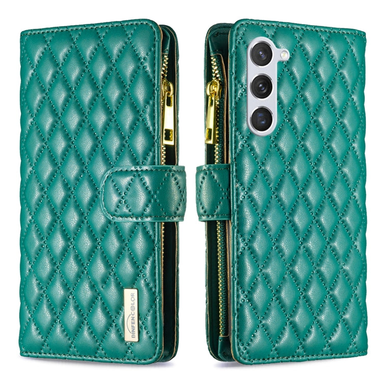 For Samsung Galaxy S25+ 5G Diamond Lattice Zipper Wallet Leather Flip Phone Case(Green) - Galaxy S25+ 5G Cases by PMC TechLife | Online Shopping South Africa | PMC TechLife | Buy Now Pay Later Mobicred