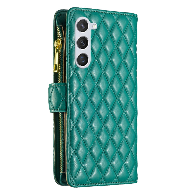 For Samsung Galaxy S25+ 5G Diamond Lattice Zipper Wallet Leather Flip Phone Case(Green) - Galaxy S25+ 5G Cases by PMC TechLife | Online Shopping South Africa | PMC TechLife | Buy Now Pay Later Mobicred