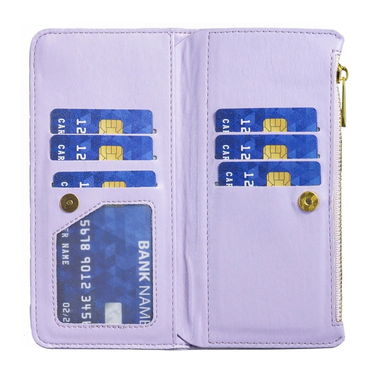 For Samsung Galaxy S25+ 5G Diamond Lattice Zipper Wallet Leather Flip Phone Case(Purple) - Galaxy S25+ 5G Cases by PMC TechLife | Online Shopping South Africa | PMC TechLife | Buy Now Pay Later Mobicred