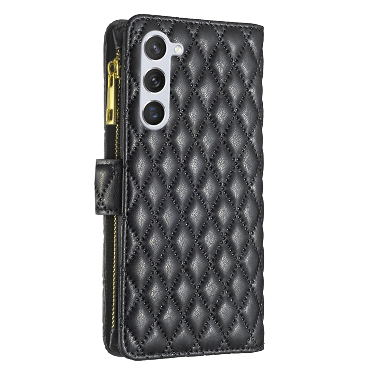 For Samsung Galaxy S25+ 5G Diamond Lattice Zipper Wallet Leather Flip Phone Case(Black) - Galaxy S25+ 5G Cases by PMC TechLife | Online Shopping South Africa | PMC TechLife | Buy Now Pay Later Mobicred