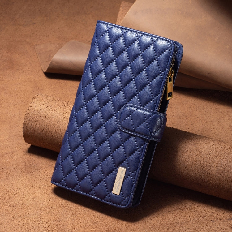 For Samsung Galaxy S25 Ultra 5G Diamond Lattice Zipper Wallet Leather Flip Phone Case(Blue) - Galaxy S25 Ultra 5G Cases by PMC TechLife | Online Shopping South Africa | PMC TechLife | Buy Now Pay Later Mobicred
