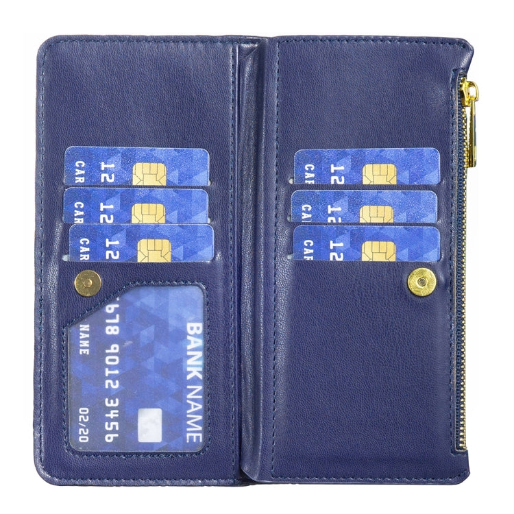 For Samsung Galaxy S25 Ultra 5G Diamond Lattice Zipper Wallet Leather Flip Phone Case(Blue) - Galaxy S25 Ultra 5G Cases by PMC TechLife | Online Shopping South Africa | PMC TechLife | Buy Now Pay Later Mobicred