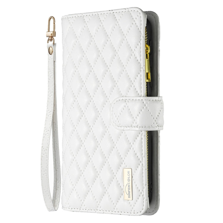 For Samsung Galaxy S25 Ultra 5G Diamond Lattice Zipper Wallet Leather Flip Phone Case(White) - Galaxy S25 Ultra 5G Cases by PMC TechLife | Online Shopping South Africa | PMC TechLife | Buy Now Pay Later Mobicred