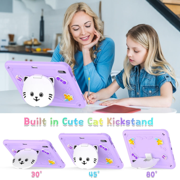 For iPad Air 11 2025 / 2024 Cat Holder Silicone Hybrid PC Tablet Case with Strap(Purple) - iPad Air 11 2025 / 2024 Cases by PMC TechLife | Online Shopping South Africa | PMC TechLife | Buy Now Pay Later Mobicred